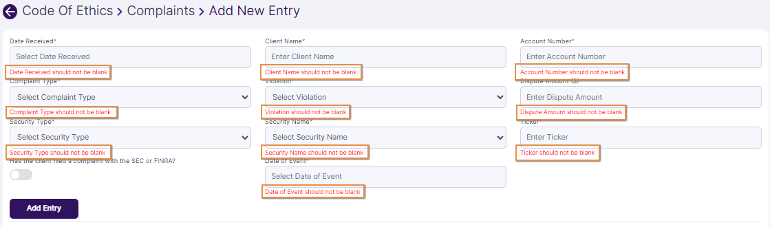 Field validation tooltips