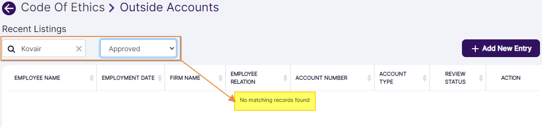 No search results found