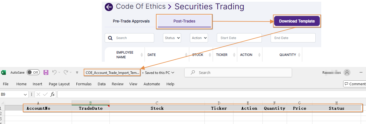 Downloading template