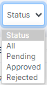 Review Status dropdown options to set filter