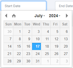 Start Date field to set filter