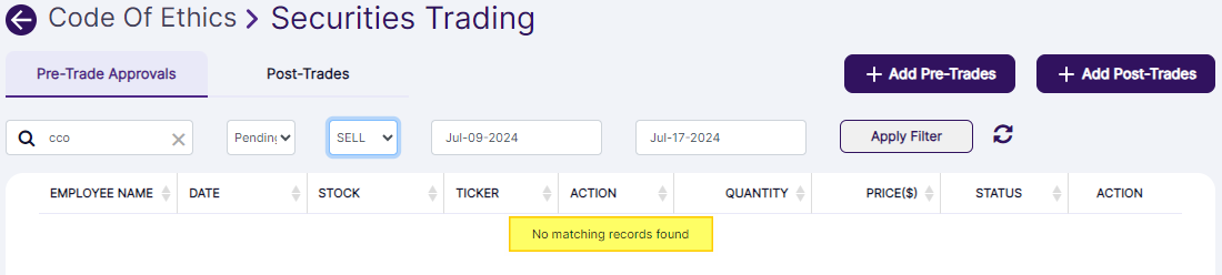 No search results found