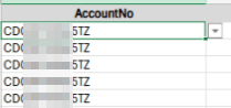Set sample options of the AccountName column