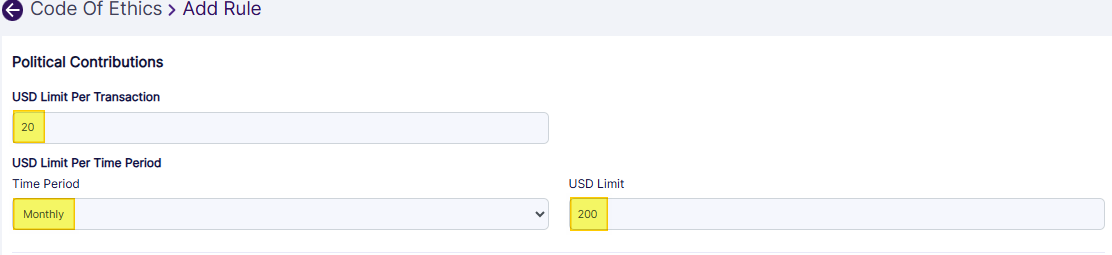 Setting Rule for Political Contribution