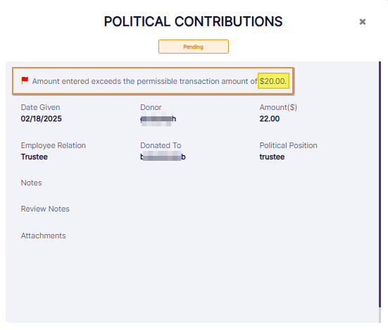 Red flag information visible when viewing more info of an entry