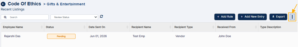Option to proceed to customize the applicable columns
