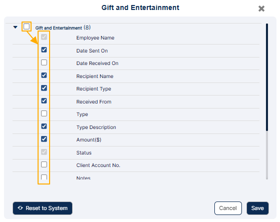 Making checkbox selections