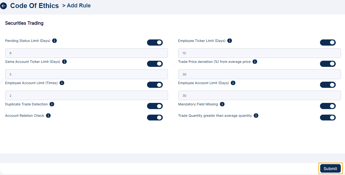 Saving changes using Submit button