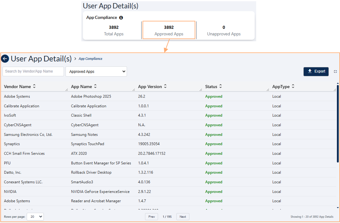 Approved Apps grid display