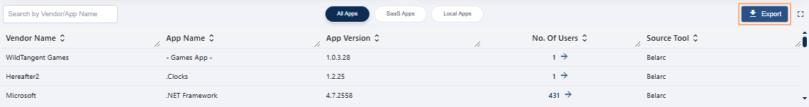 Export button in App Statistics