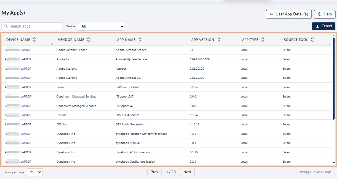 Grid view with mapped apps