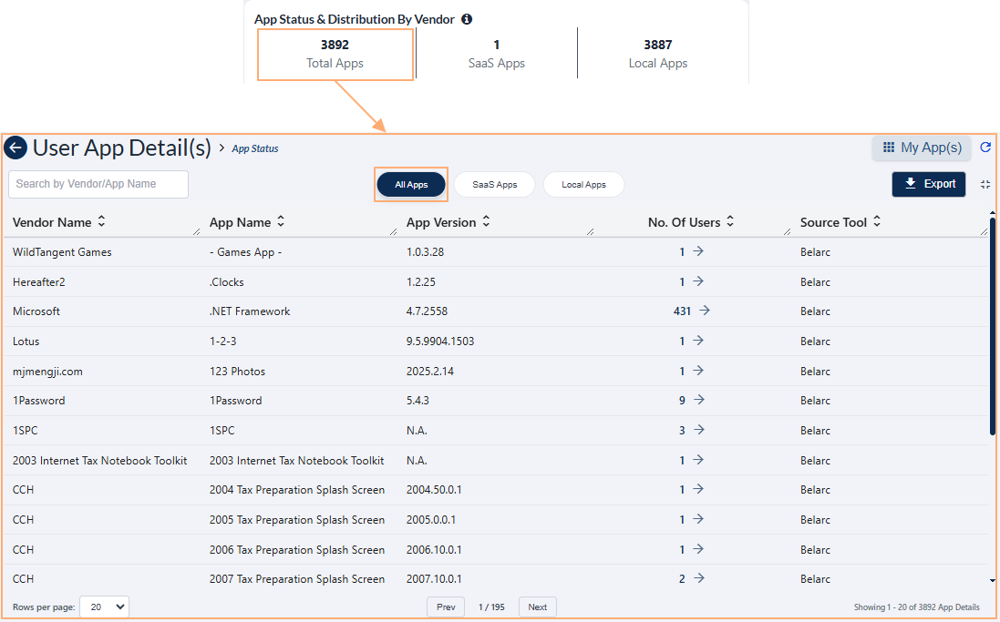 All Apps grid display