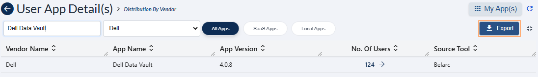 Using the Export button