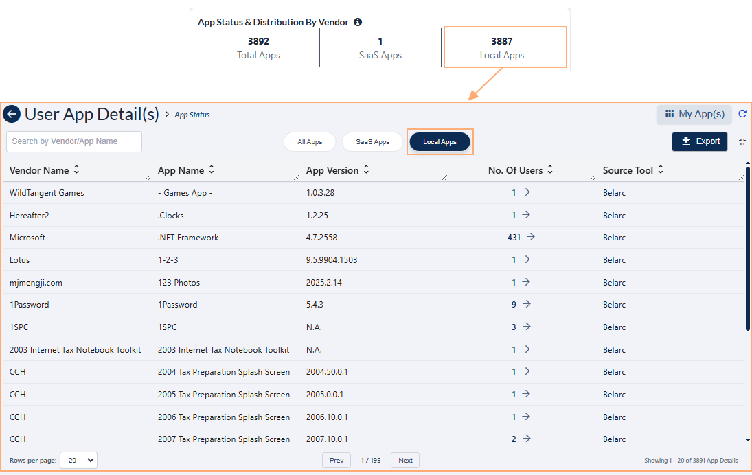 Local Apps grid display