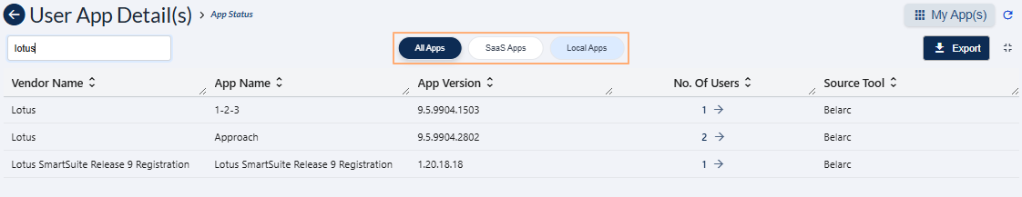 Tab selection options