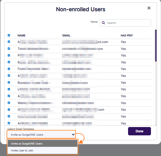 Selecting email template
