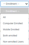 Enrollment dropdown filter options