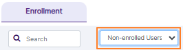 Selecting non-enrolled users filter option