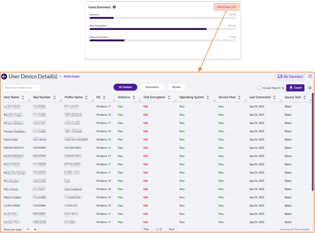 Active Issues records grid view