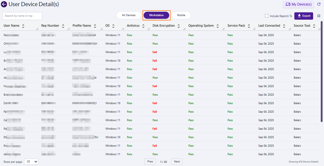 Workstation tab view showing sample records