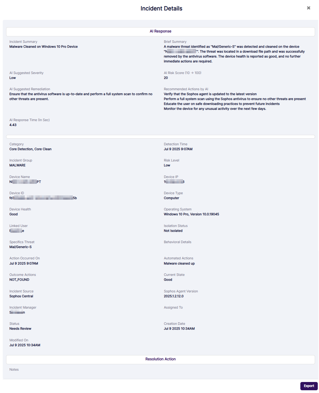 View of the loaded modal window