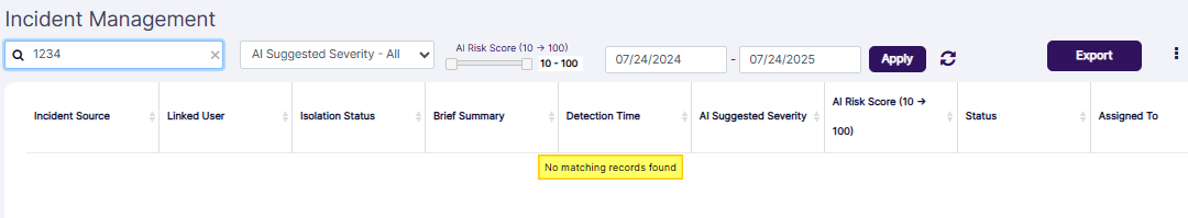 No matching records found