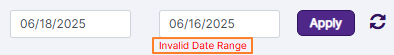 End Date filter validation prompt
