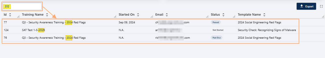 Executed search operation