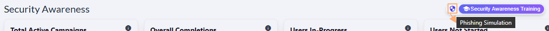 Phishing Simulation button and tooltip on hover
