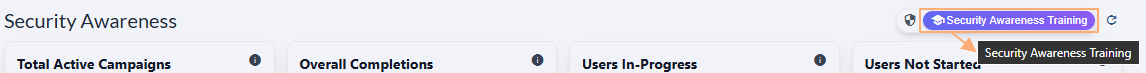 Security Awareness Training button and tooltip on hover