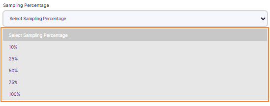 Setting the option of the Sampling Percentage dropdown field