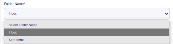 Setting the option of the Folder Name dropdown field