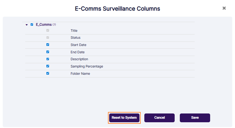 Reset to System button