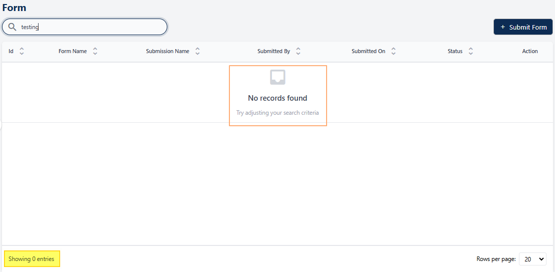 No matching records found