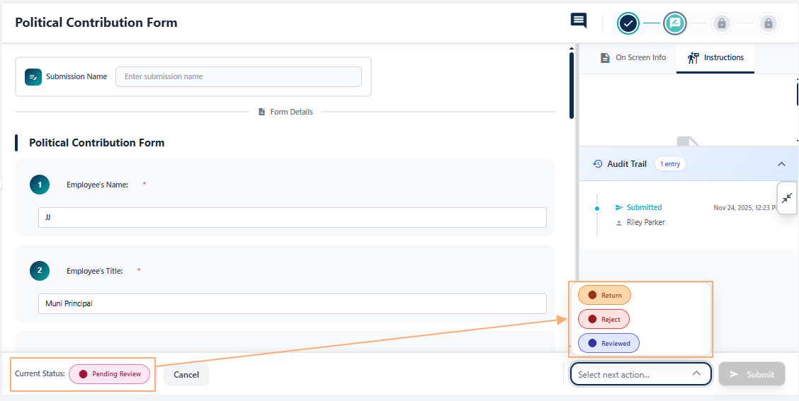 Different form actions