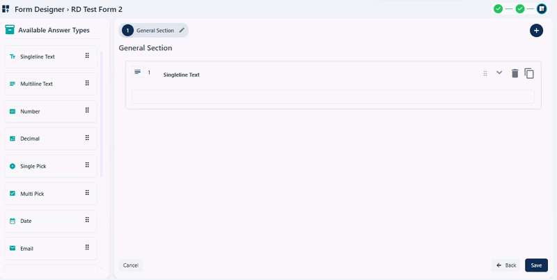 Animated view of editing a custom form in the third step