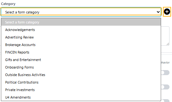 Setting the option of the Category dropdown field