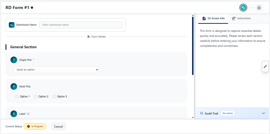 Rendered version of the chosen form