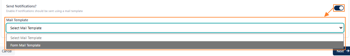 Loaded Mail Template dropdown after Send Notifications? slider enabling