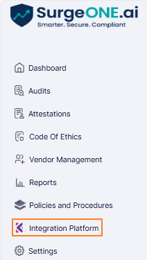 Integration Platform menu option
