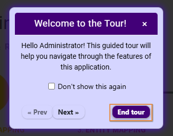 Button to close guided tour