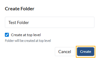 Fig: 9 - Create button to confirm new folder creation