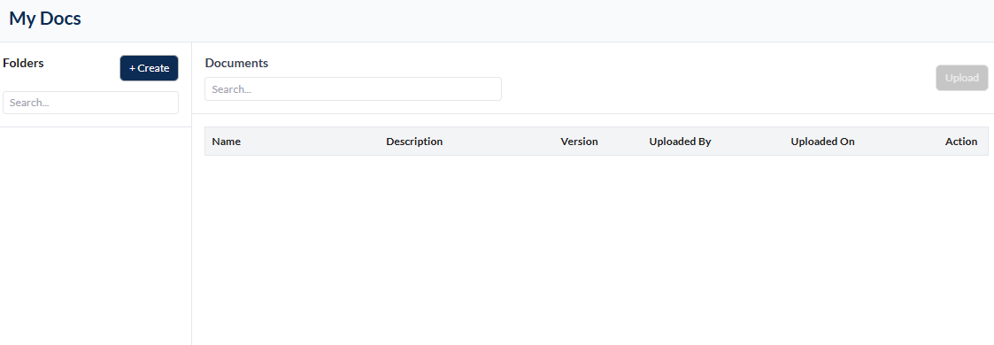 My Docs blank grid view and folder section
