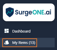 My Items menu on the left panel