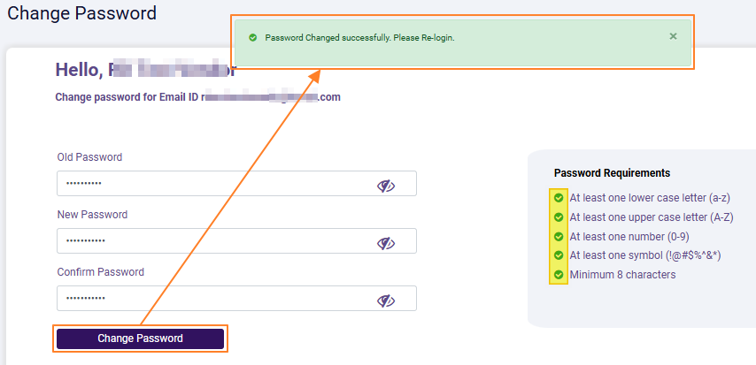 Success notification prompted