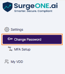 Change Password menu option