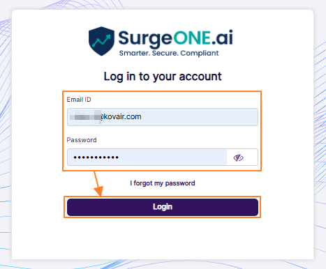 Entering own credentials in the login page to proceed to the MFA code input page when MFA is enabled