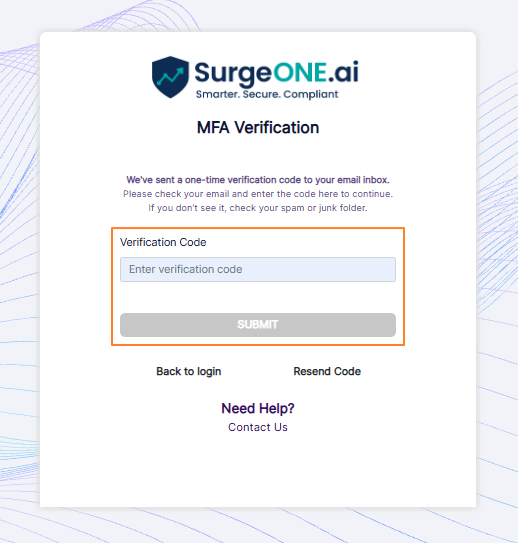 MFA verification page view