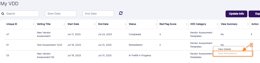 Inactive menu option