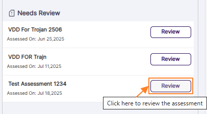 Needs Review section with the VDD requiring remediation